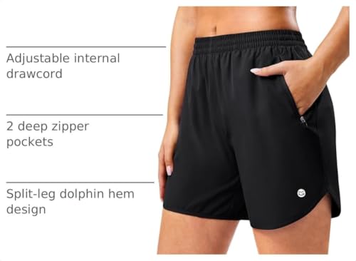 G Gradual 5" Athletic Running Shorts for Women 2 Zipper Pockets, Black, L by G Gradual - Used condition - US$13.81