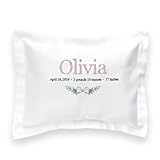 Nursery Decorative Pillow, Hand Embroidered Baby Name Pillow for Girl, Monogrammed Gift, New Parents Gift, Cotton Pillow, Floral Personalized Cotton Pillow for Girls