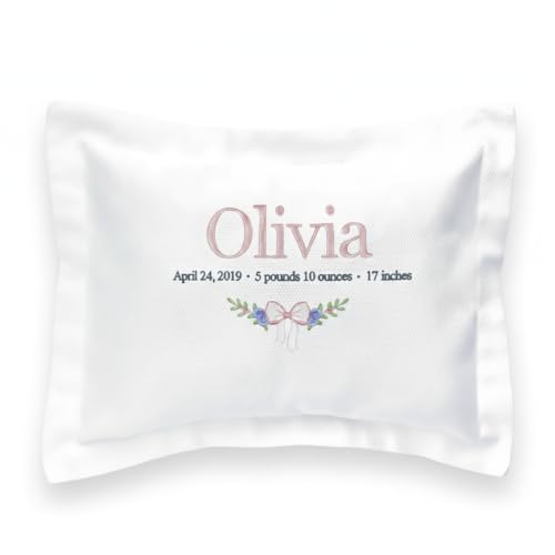 Nursery Decorative Pillow, Hand Embroidered Baby Name Pillow for Girl, Monogrammed Gift, New Parents Gift, Cotton Pillow, Floral Personalized Cotton Pillow for Girls