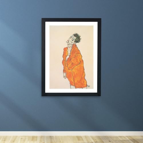 Affiche encadrée Egon Schiele Selbstin Oranger Jacke Medium
