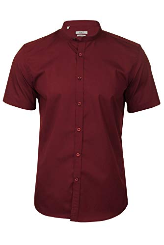 Preisvergleich Produktbild Xact Herren Popeline Grandad-Mandarinkragen Kurzarmhemd (Burgundy) L