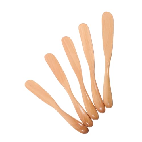 GLEAVI 5 Piezas Madera Para Mascarilla Facial Espátula De Madera Para Untar Mantequilla Cuchillo De Para Sándwiches Para Repostería y Desayunos