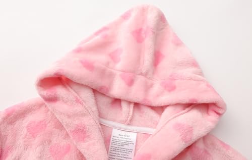 Image of Girls Fleece Hooded Robes Kids Warm Bath Robe for Girls Soft Fuzzy Bathrobe