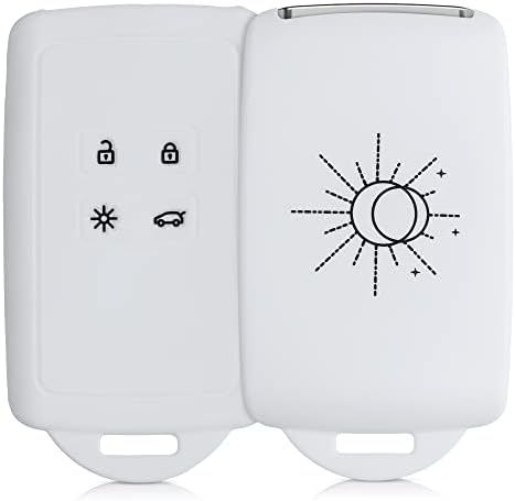 kwmobile Pokrowiec na kluczyk samochodowy kompatybilny z RENAULT 4 przyciski kluczyk samochodowy Smart Key (tylko Keyless Go) - Silikonowy ochronny brelok z oczkiem - minimalistyczny zaćmienie czarny/biały