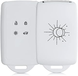 kwmobile Pokrowiec na kluczyk samochodowy kompatybilny z RENAULT 4 przyciski kluczyk samochodowy Smart Key (tylko Keyless Go) - Silikonowy ochronny brelok z oczkiem - minimalistyczny zaćmienie czarny/biały