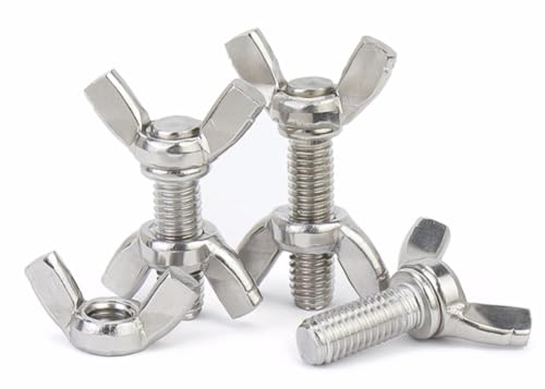 蝶ねじ 蝶ナットが組み込まれた ウィングボルト M8メトリック 304ステンレス鋼 ボルトセット 全ねじ 手ねじ機械部品 (M8*25)