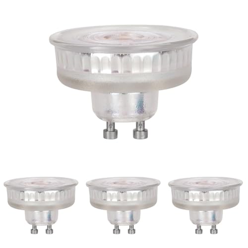 Eglo Bombilla LED GU10, extraplana para focos empotrables, 4 W, 400 lúmenes, luz blanca cálida, reflector, 2700 K, altura de montaje 3,5 cm, diámetro de 5 cm (Paquete de 4)