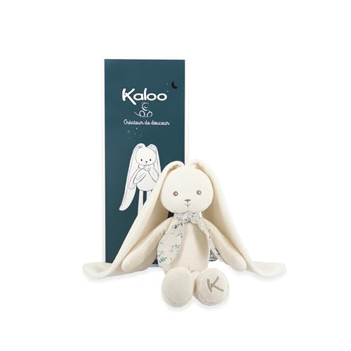KALOO - Lapinoo - Peluche Conejo - Peluche Bebe Jersey y Punto - 25 cm - Color Crema - Materiales Muy Suaves - Caja de Regalo - Desde el Nacimiento, K969942
