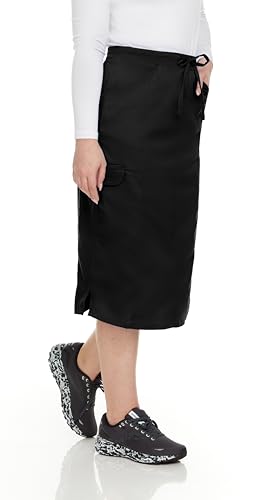 MediChic Women's Stretch Scrub Skirt - 5-Pocket, Comfortable & Durable Workwear Skirt for Healthcare, Medical Nurse, Black3