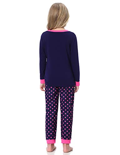 Hawiton Children's Cotton Pajamas Set Boy Girl Cute Cartoon Sleepwear Unisex Kids PJS Sets Loungewear with Pocket Dark Blue - Thumbnail 5