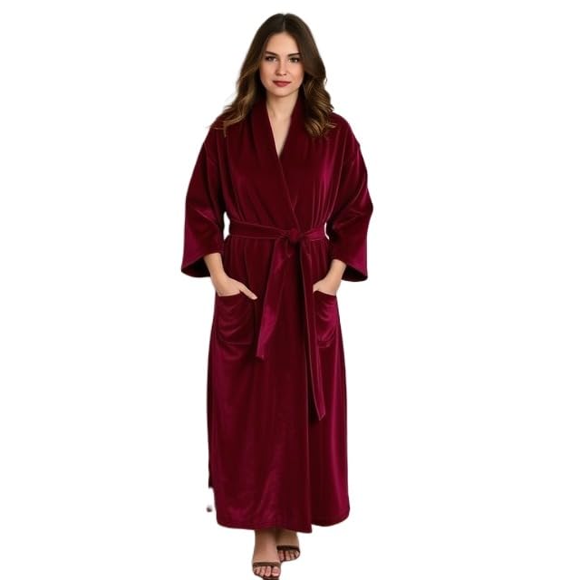 Image of CB HOME Luxury Plush Microfiber Bath Robe For Unisex Shawl Collar Style Bathrobe With Long Sleeves Super Soft Highly Absorbent Fabric