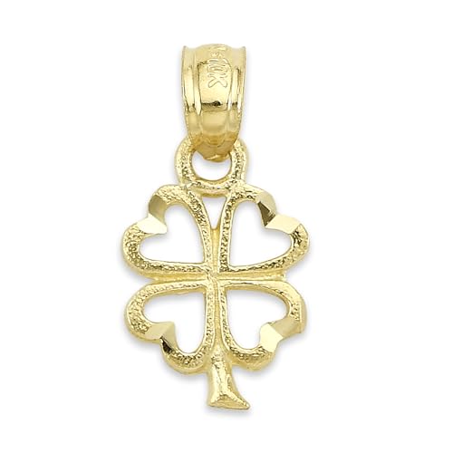 Solid Gold Four Leaf Clover Pendant Available in 10k or 14k