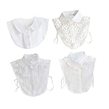 WESIEVYA Colletto Finto Staccabile Per Camicie Donna Mezza Camicia Elegante in Cotone Poliestere Colletto Tondo Bianco Per Maglie e Top Senza Collo Accessorio Moda Comodo e Versatile Per Do