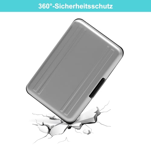 VOSSOT 8 Slots Speicherkarten Aufbewahrung für SD/TF Karten Tragbarer Kartens Case Wasserdicht Stoßfester Aluminium Schutzhülle Aufbewahrung für 8 SD und 8 TF Karten