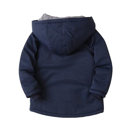 Boy's Winter Fleece Coat Hooded Casual Warm Puffer Jacket Solid Snow Outwear2