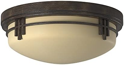 Designers Fountain Mission Ridge 2-Lights Flush Mount Ceiling Light, 13 Inch Round Glass Lighting Fixture for Kitchen, Bedroom, Bathroom, and Hallway, Warm Mahogany, 82121-WM