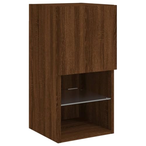 vidaXL Modern Brown Oak TV Cabinet with LED Lights Wall