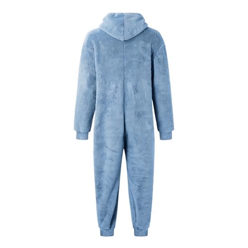 Men's Hooded Fleece Jumpsuit One Piece Zipper Couple Onesies Pajamas Cozy Winter Warm Plush Loungewear with Pocket3