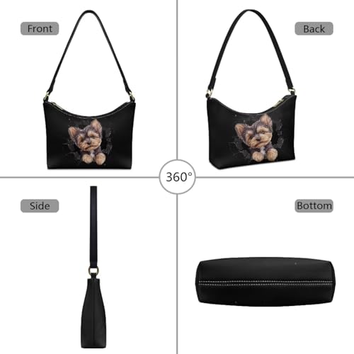 Bolso hobo de mano para mujer, bolso tote de cuero sintético con estampado de perros, estilo top handle y bandolera miniatura 4