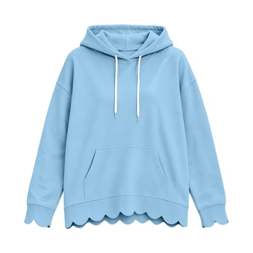 Scalloped Sweatshirt for Women Casual Long Sleeve Hoodie with Pocket - image 6