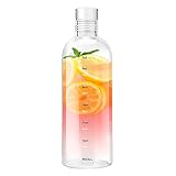 750ML Milk Juice Cute Water Bottle with Time Scale, Portable Transparent Water Cup Grass Bottles Cre