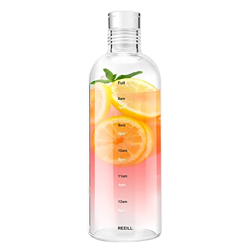 750Ml Milk Juice Cute Water Bottle With Time Scale, Portable Transparent Water Cup Grass Bottles Creative Handy Cup, Glass Beverage Bottles (750Ml) #TOP8