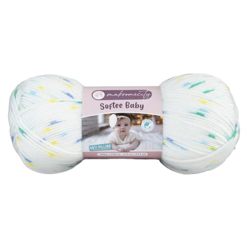 Image of Makromecity Softee Baby Yarn,%100 Premium Anti-Pilling Acrylic, 3.5 Oz, 273 yd (100gr /250 mt), Soft Yarn for Crocheting and Knitting (Spring Breeze, 1 Skein)