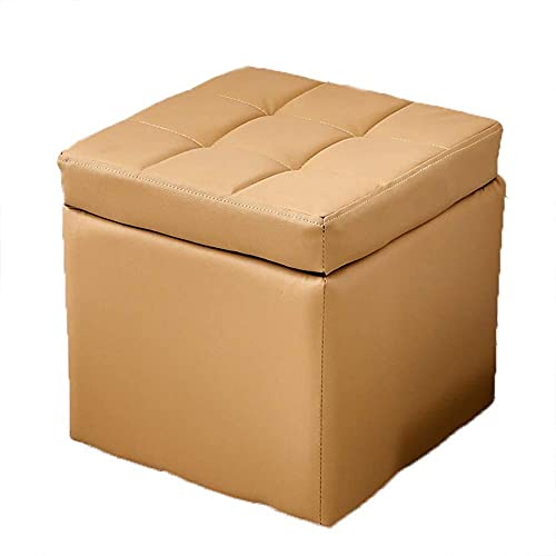 ISHEGREV Reposapiés con Cubo de Almacenamiento, Taburete de Cuero con Almacenamiento, Taburete portátil para pies, Asiento Acolchado tapizado - Taburete con reposapiés para Sala de Estar