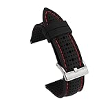 Cinturino sportivo in silicone da 20 mm e 22 mm, universale, a sgancio rapido, compatibile con Samsung Galaxy Watch 4, 6, 5 Pro e Huawei GT 2, 3.(Black red line,20mm)