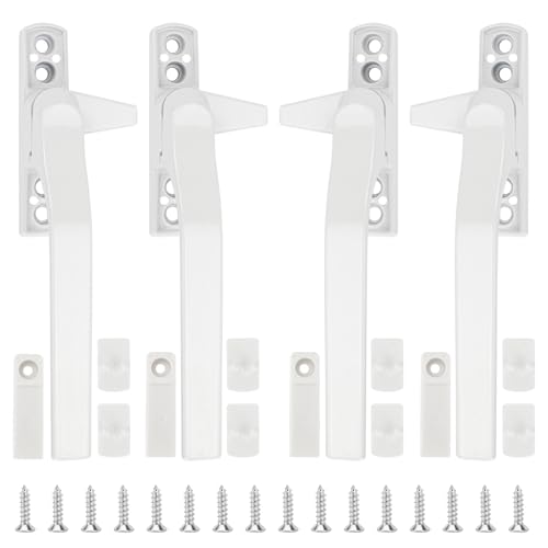 YAOSHENGUP 4 PCS Window Handles, UPVC Window Handle, Window Handle Replacement, Key Locking, Double Glazing Window Handles, Right/Left Handles for Windows and Sliding Doors, Easy Installation (White)