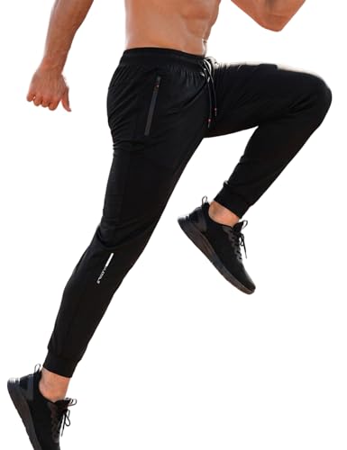 Image of Venzina Men's Quick-Dry 4-Way Stretch Joggers Tapered Fitness Pants with Ankle Cuff for Workout, Gym, Running &Casual Wear