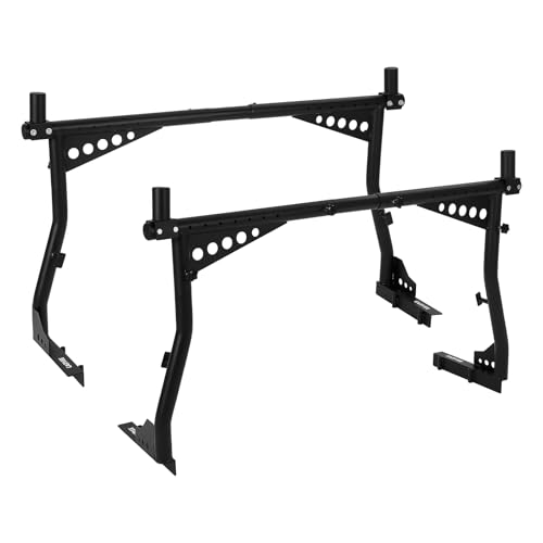 Adjustable Pickup Truck Ladder Rack, 48.4–72.8 in Extendable Steel Bed Rack, 1000 LB No-Drill Utility Cargo System for Kayaks, Ladders, Lumber & Wor