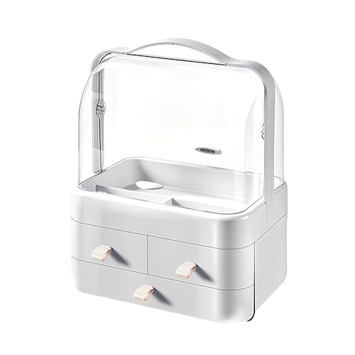 メイクボックス 化粧品収納ボックス コスメ収納 大容量 蓋付き 引き出し付き おしゃれ 多機能 小物入れ 防塵 防水 浴室 洗面所 整理簡単 Aタイプ ホワイト