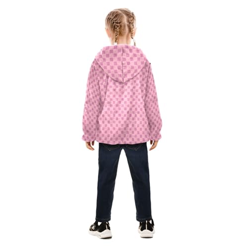 GuoChe Buffalo Plaid Pink Toddler Girl Sherpa Jacket4