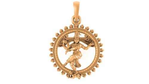 Pendentif argent sterling plaqué or 22 carats Dieu Nataraja grande taille unisexe Mtrolls