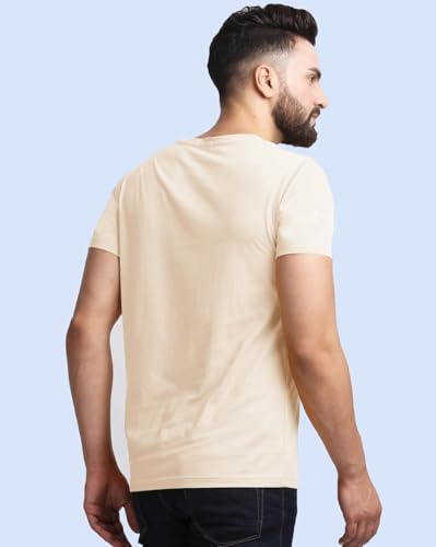 Image of Noble Monk Men Regular Fit T-Shirt | Round Neck | Half Sleeve | Self Design | Casual T Shirt for Men
