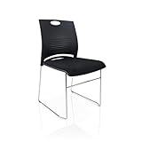 Riva Office Treno Silla de Visitante Nilo PP Negro con Respaldo en Malla Transpirable, Asiento Tapizado y Base con Ruedas para Oficinas y Salas de Espera