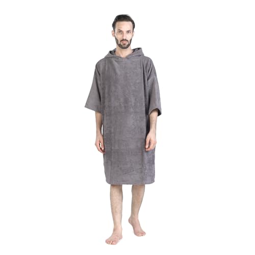ALLEN & MATE 100% Cotton Hooded Surf Poncho Unisex Oversized Towelling Changing Robe for Men & Women, Swim Beach Towel