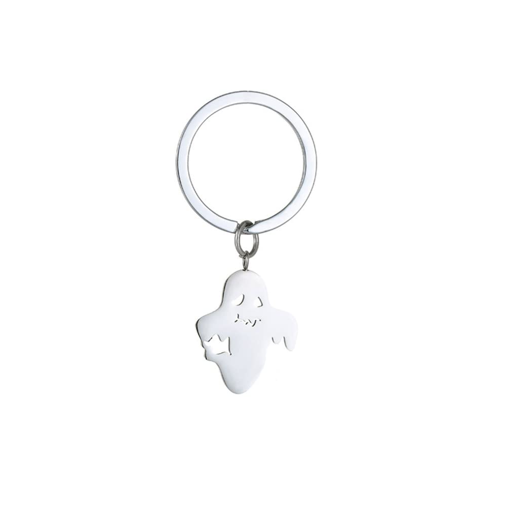 Arfuka Unisex Silver Keyring Ghost Pendant Keychain Zinc Alloy Key Chain Metal Keyfob Key Ring Gift For Christmas And Birthday