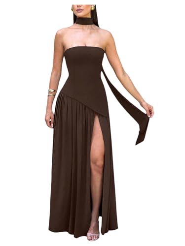 SOLY HUX Women's Strapless Dress with Scarf