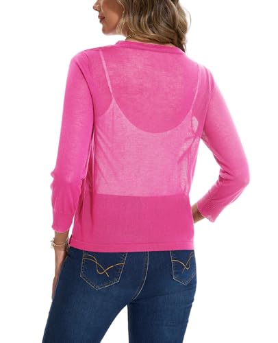 Image of MINTLIMIT Women's Tie Front Cardigan Casual 3 /4 Sleeve Bolero Shrug Knotted Lightweight Sheer Shrug Cardigan Sweater Top