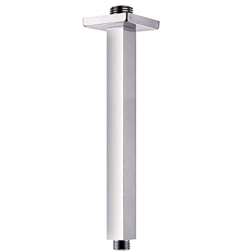 EMBATHER Shower Arm Ceiling Mount Square 12" Rain Shower Head Arm with Flange