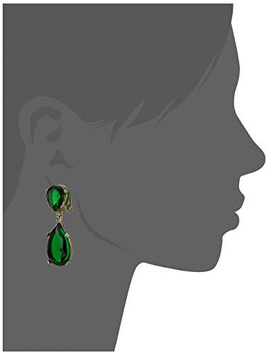 Kenneth Jay Lane Emerald-Color Teardrop Silver Clip Earrings #TOP2
