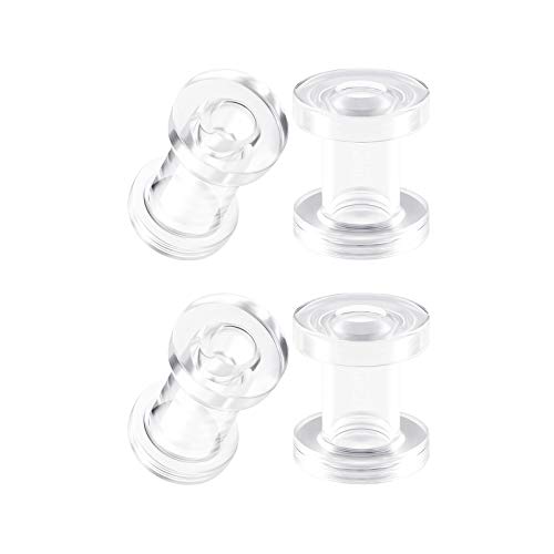 BIG GAUGES 2 Pairs Acrylic External Screw Flesh Tunnels Piercing Jewelry Stretcher Ear Lobe Earring Plugs (C03 Clear, 4g 5mm (4Pcs))
