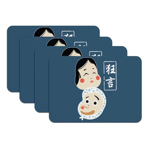 Sets de table bleu Kyogen en caoutchouc lavables anti-rayures - 2