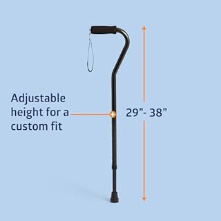 Medline Aluminum Offset Walking Cane for Seniors & Adults is Portable and Lightweight for Balance, Knee Injuries, Mobility & Leg Surgery Recovery