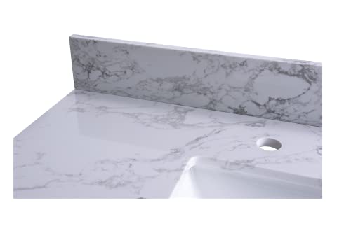 Zsq Vanity With Countertop And Sink, Vanity Top With Under Mount Rectangle Ceramic Sink, Marble Color Vanity Top For Bathroom Cabinet, Bathroom Vanity Sink Tops With Back Splash, 49" Wide X 22" Deep #TOP2
