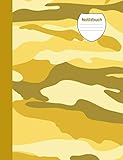 Notizbuch: Camouflage gelb, Blanko Notizheft, Notizenbuch liniert