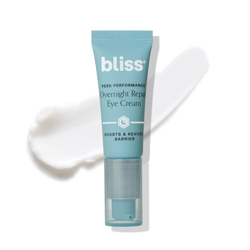 Bliss Peek Performance Overnight Repair Eye Cream with Ceramide NP 5% Niacinamide & Peptides Rich Hydrating Under-Eye Cream Helps Support Moisture Barrier & Visibly Smooth Fine Lines 0.7 fl oz