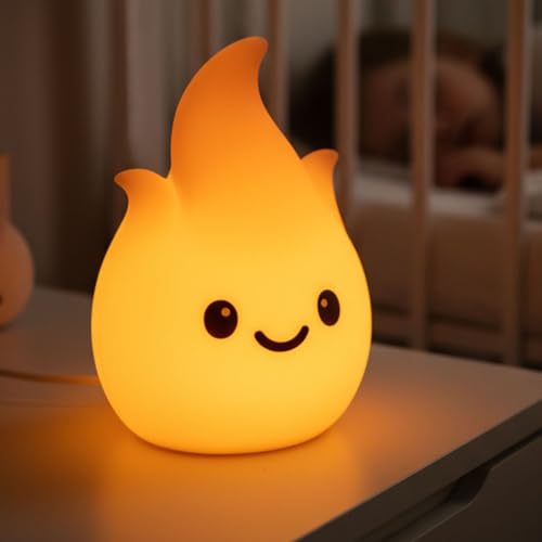 Live SoGOOD - Luz noturna para bebé com 7 cores táteis, carregamento USB-C, função temporizador, silicone suave, candeeiro de noite para quarto infantil, presente de conforto, noite, chama
